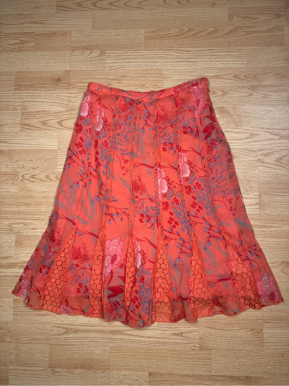 Christopher & Banks Coral Floral A-Line Skirt
